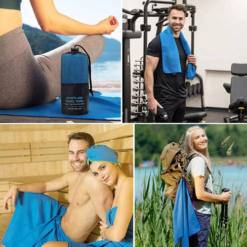 Toalla Microfibra Secado Rapido Toallon Microfibra Xl 175x75 Azul