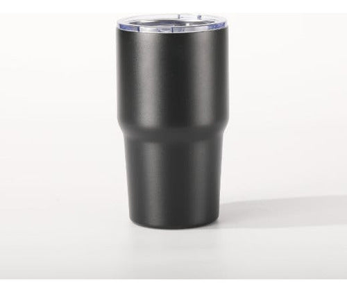 Vaso Mug Termico Cukin 600ml Acero Inox 2 Tapas Y Bombilla Negro Liso