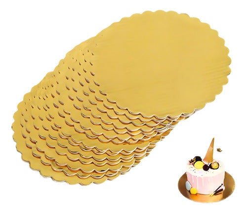 12 Bandeja Dorada Base Redonda Torta Carton 30cm - Norplat Dorado