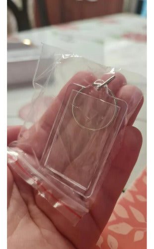 100 Llaveros Acrilicos Portafotos Con Argolla - Norplat  Transparente