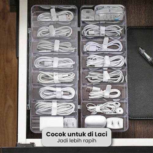 Caja Almacenamiento Organizadora Plastica Cable Tapa Norplat Blanco