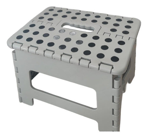 Taburete Piso Plegable Banquito Pórtatil Escala - Norplat Blanco