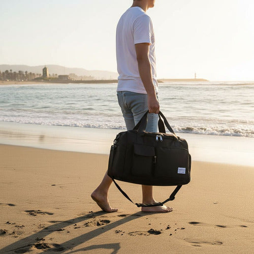 Bolsa Viaje Bolso De Mano Para Fitness Mochila Gym - Norplat Negro Lisa