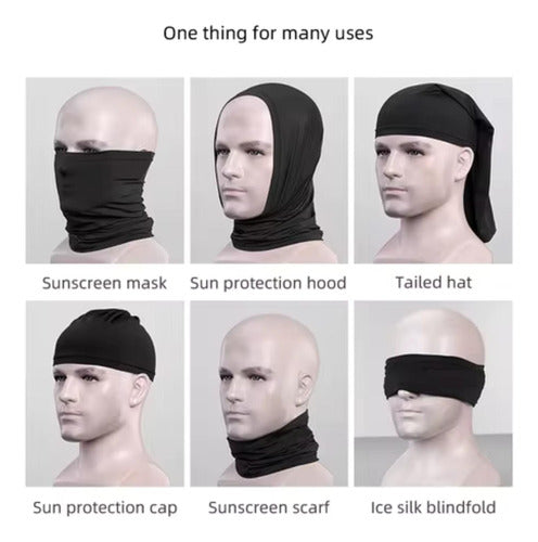 Cuello Elástico Bandana Respirable Uv400 Cortaviento Norplat Negro Standard