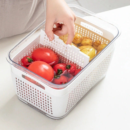 Caja Organizadora Con Cesta Refrigerador Despensa 4.5 Lt Blanco