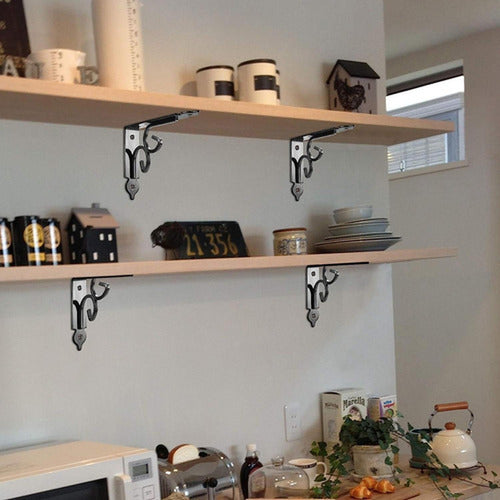 6 Soporte Repisa Flotante Estante Metal Pared Ángulo Norplat Negro