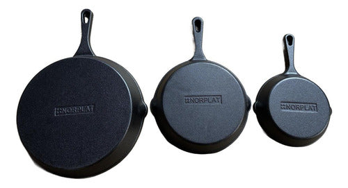 Sartenes De Hierro Fundido Juego De Sartenes 3 Piezas Cukin Negro