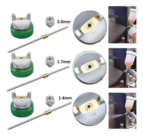 Pistola Pintar 3 Boquillas 1.4a2mm Pintura Gravedad Norplat