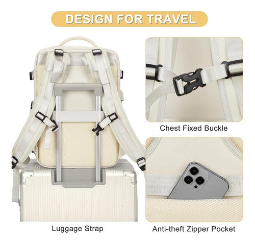 Mochila Notebook Viaje Ligera Vuelo Cabina Mano - Norplat Salmón Liso