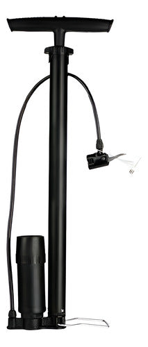 Bombin Bicicleta Pro Inflador Balon Medidor Presion Norplat Negro