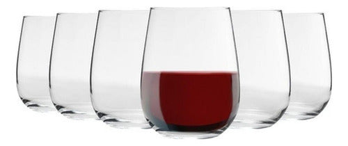 Set 6 Vasos De Vidrio 475ml Agua Vino Bebidas - Norplat Transparente