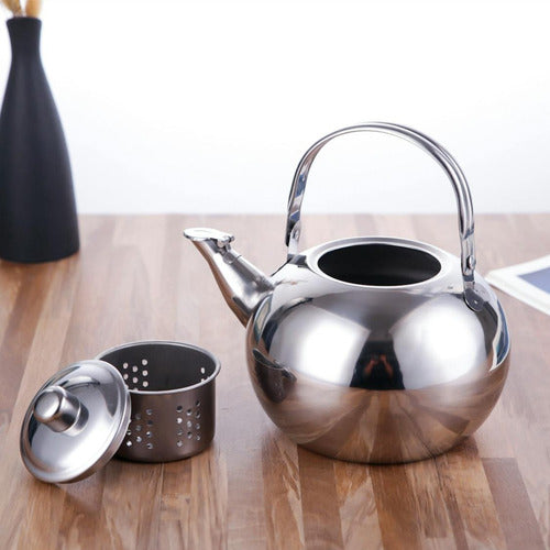 Tetera Acero Inoxidable Preparar Té Infusor 600ml - Norplat Plateado