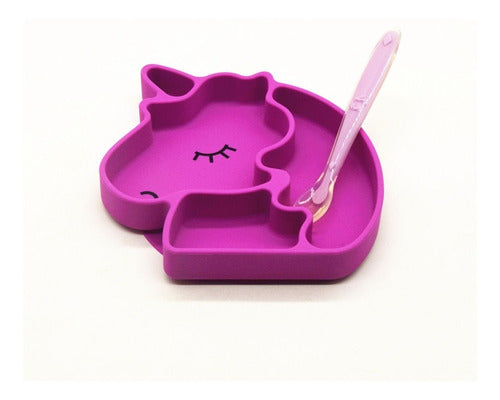 Plato Guagua Unicornio De Silicona Antideslizante Irrompible Rosa Unicornio