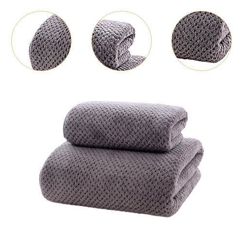 3 Toallas Baño Microfibra Alta Calidad Secado Rápido Norplat Gris Lisa