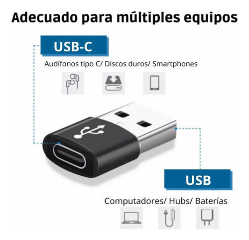 Adaptador Usb-c A Usb Compatible Con Lightning iPhone 13 12 Negro