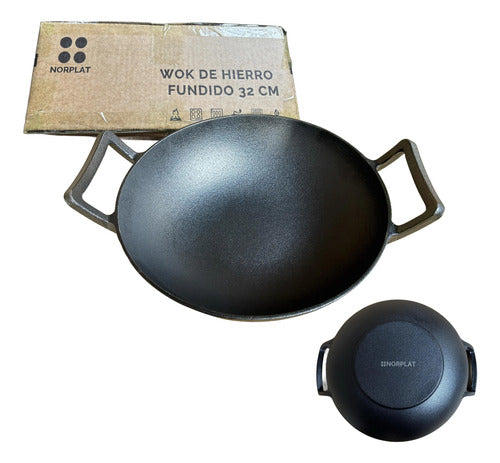 Wok De Hierro Fundido 32 X 9 Cm Redondo - Norplat Negro