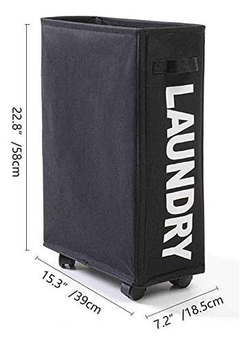 Canasto Ropa Sucia Con Ruedas / Cesto Ropa Sucia - Norplat Negro Lisa