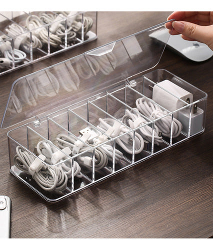 Caja Almacenamiento Organizadora Plastica Cable Tapa Norplat Blanco