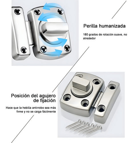 2 Pestillos Cerradura Puerta Gabinete Turn 40mm Baño Norplat Plateado
