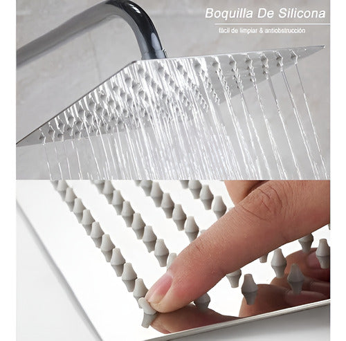 Cabezal Ducha Cuadrado 25cm 121 Boquillas Acero Inox Norplat Plateado Cromado