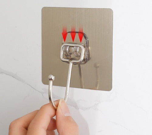 Pack 5 Unidades Gancho 8x8 Para Pared Metálico Con Adhesivo