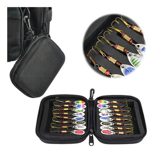 Set 16 Cucharas De Pesca Señuelos De Metal Mar Y Rio Norplat Negro