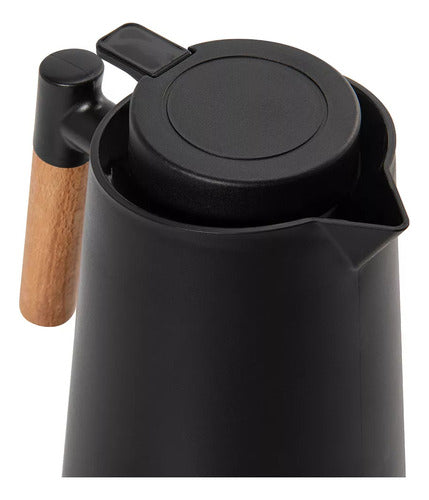 Jarra Termica Norplat 1 Litro Vidrio Aislante Calor Frio Negro