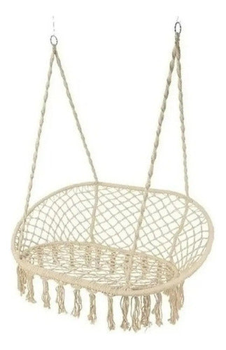 Mecedora Para Terraza Norplat Tipo Columpio De Macrame Crudo Macrame