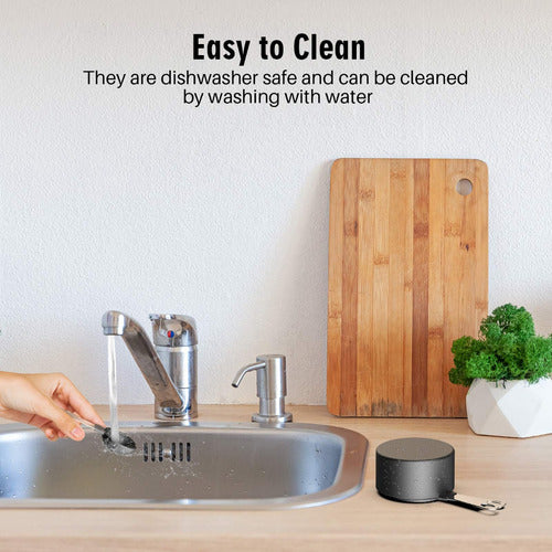 4 Cucharas + 4 Tazas Medidora Mango Acero Inoxidable Norplat Negro