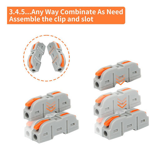 Set 100 Conectores Electrico Rapido Tipo Wago 1-1 - Norplat