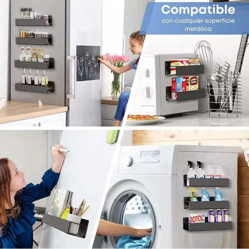 2 Estante Organizador Magnético Cocina Multiuso - Norplat Negro