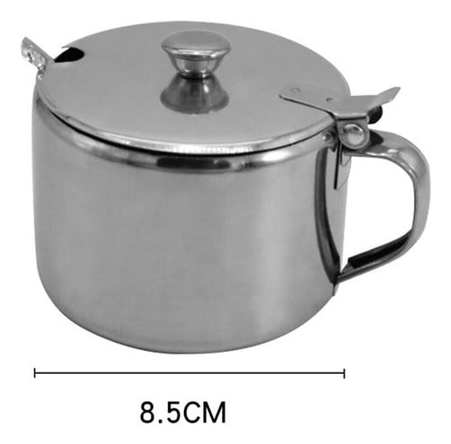 Norplat Azucarero Acero Inoxidable Con Tapa Y Cucharilla Plateado