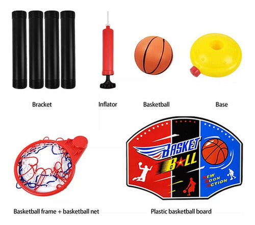 Set De Basketball Para Niños Aro Basquetbol Portátil Norplat Rojo