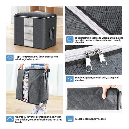 4 Unidades Organizador De Bolsas De Almacenamiento De Ropa Negro Lisa