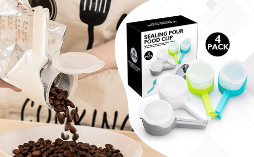 Pack 4 Clips Sella Bolsas Alimentos Con Tapas - Norplat Multicolor