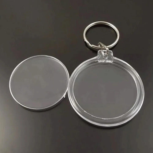 100 Llaveros Acrílicos Redondo Portafoto Promocional Norplat Transparente