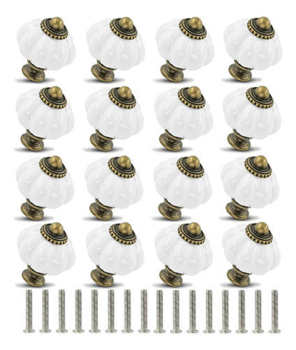 12 Manillas Mueble Tiradores Cocina Vintage Mueble - Norplat Blanco Calabaza