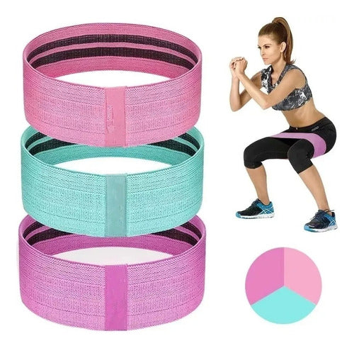 3 Bandas Elásticas Tela Loop Profesional Antideslizante