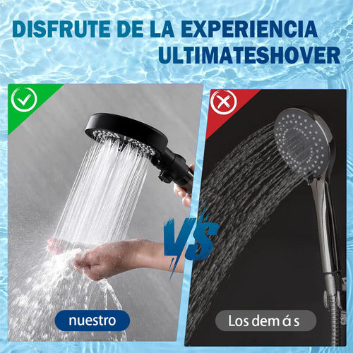 Kit Ducha Teléfono Manguera Con Soporte + 5 Filtro - Norplat Negro Mate