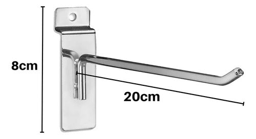 Pack 50 Ganchos Exhibidor 20cm 6mm Panel Ranurado - Norplat Plateado