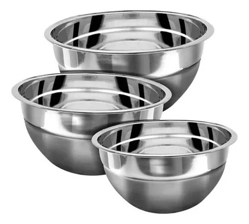 Pack 3 Bowl Metalicos Acero 24-26-30 Cm Repostería - Norplat