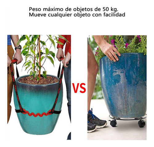 2 Soportes De Base De Maceta De Metal Con Ruedas - Norplat Negro Lisa