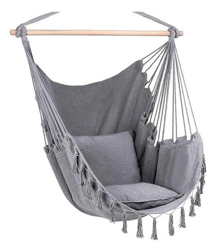 Silla Colgante Columpio Hamaca Con Almohadones - Norplat Gris