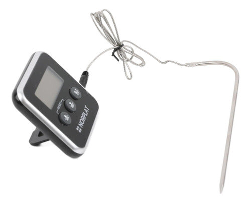Termómetro Timer Digital Carne Cocina Parrilla Horno Norplat Negro
