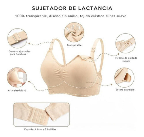 4 Sostenes Maternal Lactancia Elasticado Sin Barilla Norplat 2 Negro Y 2 Piel Liso L