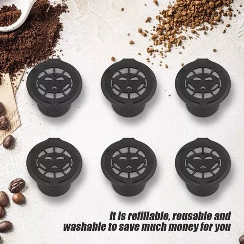 6 Capsulas Cafe Reutilizable Para Cafetera Nespresso Norplat Negro