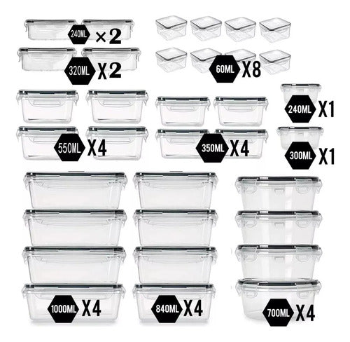 Set 34 Recipientes Container Herméticos Taper Tupper Norplat Blanco