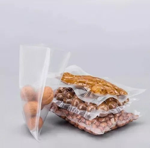 100 Bolsas Sellado Vacío Gofrada 28x35cm Para Sous Vide Transparente