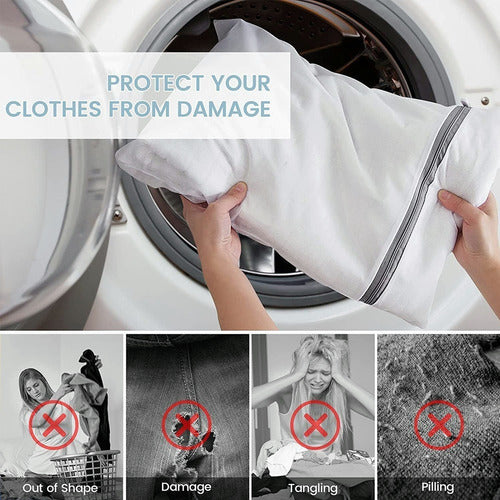 7 Mallas Bolsa Para Lavar Ropa Delicada Lavadora - Norplat Blanco