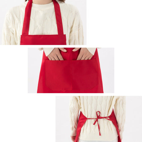 Pechera De Cocina Delantal Garzon Estilista Unisex Rojo Liso